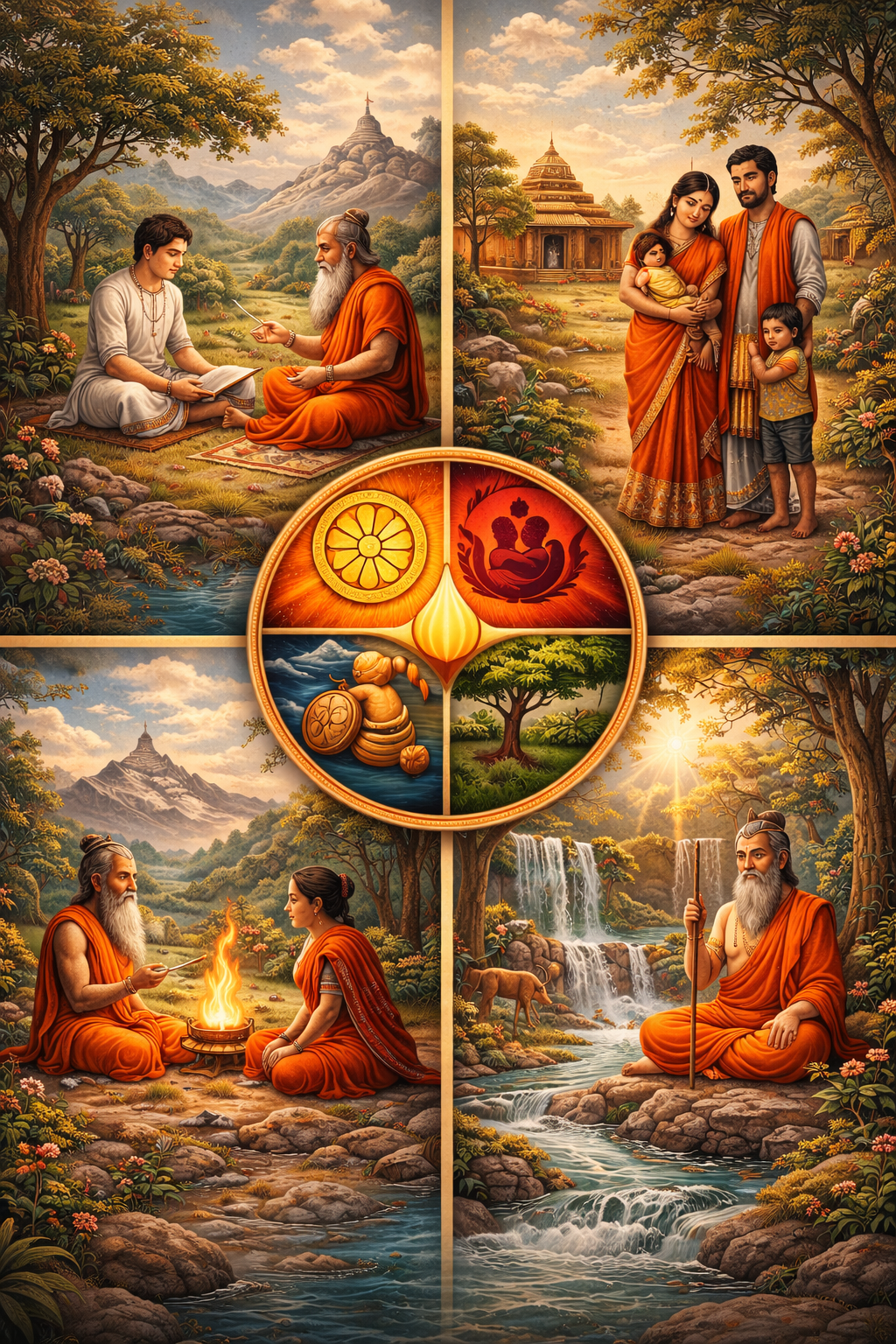 सनातन वर्णाश्रम–चतुष्टय पुरुषार्थ: आधारित सम्पूर्ण जीवन-व्यवस्था।